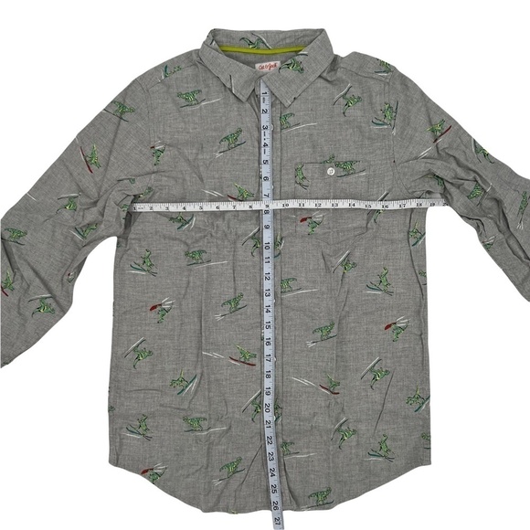 NWT Cat & Jack Gray Surfing Dinosaur Print Button Up Shirt Size XL Husky Boy's - Picture 4 of 8